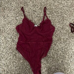 Elegant Burgundy Lace Bodysuit